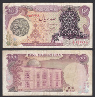 IRAN (Persien) - 100 RIALS Banknote O.J. Pick 118b F (4) Overprint  (31864 - Otros – Asia