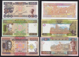 Guinea - Guinee 100, 500 + 1000 Francs 1998/2010 UNC   (15301 - Andere - Afrika