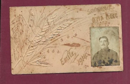 240524 - PHOTO ANCIENNE WW1 1914 18 Carte De Visite Artisanale D'un Militaire - Souvenir à Ma Mère Emile 1914 - Krieg, Militär