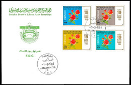 LIBYA 1988 Flowers Roses In Revolution Issue (FDC) - Rose