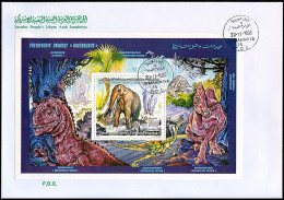 LIBYA 1995 Dinosaurs Mammoth Mastodon Jurassic Park (s/s FDC) - Prehistóricos