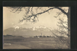 AK Chieming, Panorama Mit Alpenkette  - Autres & Non Classés