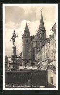 AK Ansbach, Johanniskirche U. Markgraf Georg Brunnen  - Ansbach