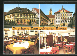 AK Iphofen, Gasthaus Zum Goldenen Kreuz, Innenansicht, Ortspartie  - Autres & Non Classés