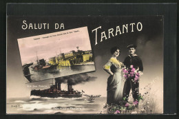 Passepartout-Cartolina Taranto, Passaggio Dal Ponte Girevole Della R. Mave Napoli  - Taranto