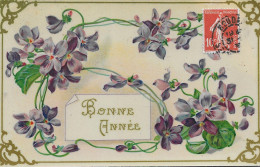 CPA - " Fleurs.Violettes"  "Bonne Année" - Edition K.F.Paris - Blumen