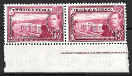 TRINIDAD & TABAGO.....KING GEORGE VI..(1936-52.)...SG249b......5c X IMPRINT PAIR......1 X MH...1 XMNH.... - Trinidad Y Tobago
