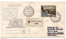 Vaticano 1952 Cent. Francobollo Pontificio Su FDC Venetia Racc - FDC