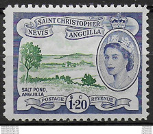 1963 St Christopher Elisabetta II $ 1,20 Violet Blu MNH SG N. 117a - Sonstige & Ohne Zuordnung