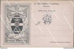 Bz256 Cartolina Militare 65 Reggimento Fanteria Cremona Www1 Prima Guerra - Régiments