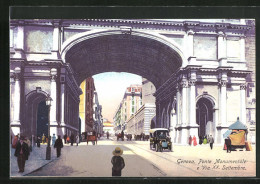 Cartolina Genova, Ponte Monumentale E Via XX. Settembre  - Genova (Genua)
