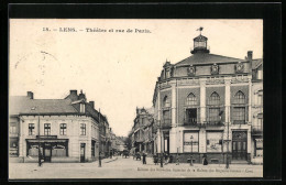 CPA Lens, Théatre Et Rue De Paris  - Lens