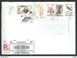 FRANCE 2017 Registered Letter To Estonie Estonia With Many Interesting Stamps Kunst CEPT Red Cross Aviation Bird - Lettres & Documents