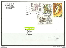 BELGIUM Belgien 2009 Air Mail Cover To Estonia Estland Bird King Kunst Architecture - Covers & Documents