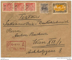 ESTLAND Estonia Estonie Registered Cover To Germany Austria Deutschösterreich Wien 1921 - Estland