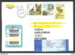 ISRAEL 2018 Registered Letter From Haifa To Tallinn Estonia With Nice Stamps - Cartas & Documentos