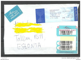 ISRAEL 2016 Registered Letter To Estonia - Frankeervignetten (Frama)