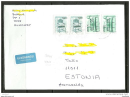 HUNGARY Ungarn 2015 Air Mail Letter Flugpost Brief To Estonia Estland - Covers & Documents