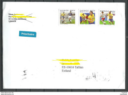 SCHWEDEN Sweden 2020 Air Mail Cover To Estonia With MINT (not Cancelled) Stamps Fussball - Covers & Documents