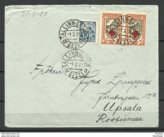 Estland Estonia 1923 Michel 29 A As Pair On Cover To Sweden Uppsala O Tallinn-Sadam RRR - Estonie