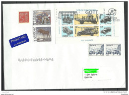 SCHWEDEN Sweden Sverige 2013 Air Mail Cover To Estland Estonia Estonie Woth Block Autos Cars Etc - Storia Postale