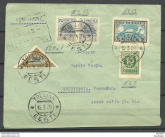 Estland Estonia 1920 Air Mail Flugpost Ice Flight 13.03.1920 Via Helsinki Finland To Norway Kristiania - Estonia