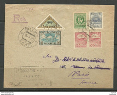 Estland Estonia 1920 Registered Cover To Paris France Michel 14 Air Mail Stamp Etc. - Estland