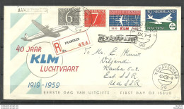 NEDERLAND NETHERLANDS KLM Airlines 40 Years Anniversary 1959 Cover To Soviet Estonia Estland Viljandi Fellin - Correo Aéreo