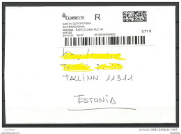 SPAIN ESPANA Registered Cover To Estonia Estland 2015 - Covers & Documents