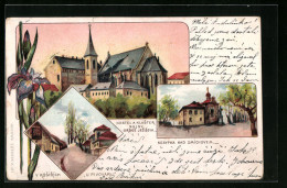 Lithographie Prag / Praha, Nesypka Nad Smichovem, Kostel A Klaster  - Czech Republic