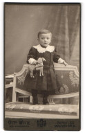 Fotografie Otto Witte, Berlin, Skalitzerstr. 54, Kleiner Knabe Im Kleid Mit Spielzeugpferd In Der Hand  - Anonymous Persons