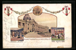 AK Düsseldorf, Kunstaustellungspalast 1902, Innenansicht  - Ausstellungen