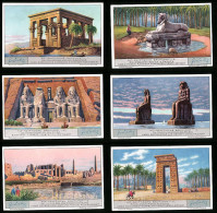 6 Sammelbilder Liebig, Serie Nr.: 1248, Alt-Ägyptische Baukunst, Karnak, Theben, Abu Simbel, Isis-Tempel, Sphinx Memp  - Liebig