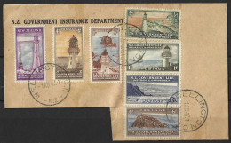 NEW ZEALAND....KING GEORGE VI...(1936-52).....GOV. LIFE INSURANCE....7 VALUES ON PIECE....FDC POSTMARK...... - Gebruikt