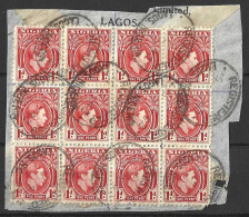 NIGERIA...KING GEORGE VI...(1936-52).....1d X 12 ON PIECE.......CDS....USED...L208.... - Nigeria (...-1960)