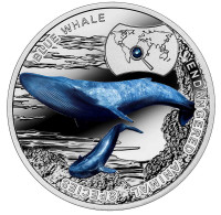 Zambia Silver Plated Commemorative Badge,Blue Whale - Animals