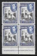 BERMUDA....KING GEORGE VI...(1936-52)....3d X IMPRINT BLOCK OF 4....SG114a.....2 X MH...2 X MNH.... - Bermuda