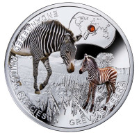 Zambia Silver Plated Commemorative Badge,zebra - Animals