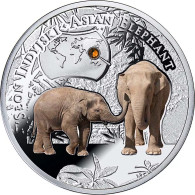 Zambia Silver Plated Commemorative Badge,Asian Elephants - Animals