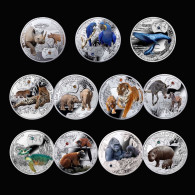 Zambia Silver Plated Commemorative Badge,animals,11 Pcs - Dieren