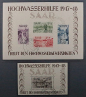 SAAR Bl. 1-2, Hochwasser-Blockpaar, Geprüft, Blocks Echt, Stempel Leider Falsch - Used Stamps