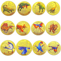 China Gilded Commemorative Badge Dinosaur,12 Pcs - Animals