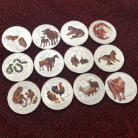 Australian Silver Plated Commemorative Badge The Twelve Chinese Zodiac Signs,12 Pcs - Animali