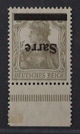 SAAR  1 I K **  Germania Aufdruck KOPFSTEHEND, Postfrisch, Geprüft KW 650,- € - Unused Stamps