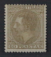 Spanien  185 *  1879, König Alfons 10 Pesetas, Originalgummi, KW 1900,- € - Unused Stamps
