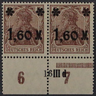 Dt. Reich  154 Ib DZ Paar ** 1,60 Mk. FARBE: Dunkelbraun, Geprüft KW 460,- € - Neufs