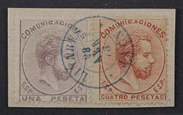 1872, SPANIEN 118+119, Amadeo 1+4 Pes. Briefstück LINARES JAEN Signiert 550,-€ - Gebraucht