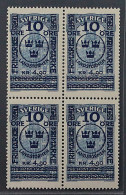 1916, SCHWEDEN 96 ** Landsturm 4,90 Kr. Postfrischer VIERERBLOCK, Selten, 960,-€ - Nuovi