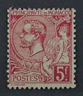 1891, MONAKO 21 A * Fürst Albert 5 Fr. Seltene Farbe, Originalgummi, 300,-€ - Neufs