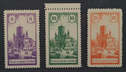 1918, Stadtpost ZARKI 7-9 ** Stadtansicht 6 -24 H. Postfrisch, Geprüft 360,-€ - Occupazione 1914 – 18